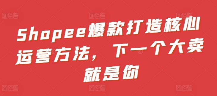 Shopee爆款打造核心运营方法，下一个大卖就是你-铜臭网