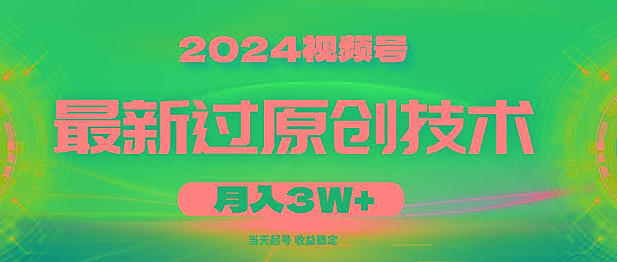 2024视频号最新过原创技术，当天起号，收益稳定，月入3W+-铜臭网