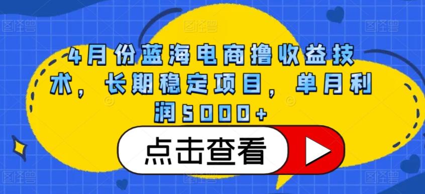 4月份蓝海电商撸收益技术，长期稳定项目，单月利润5000+【揭秘】-铜臭网