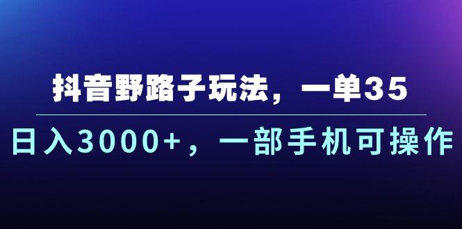 抖音野路子玩法，一单35.日入3000+，一部手机可操作-铜臭网