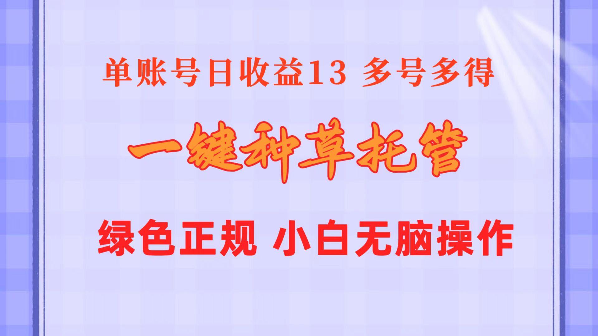 一键种草托管 单账号日收益13元  10个账号一天130  绿色稳定 可无限推广-铜臭网