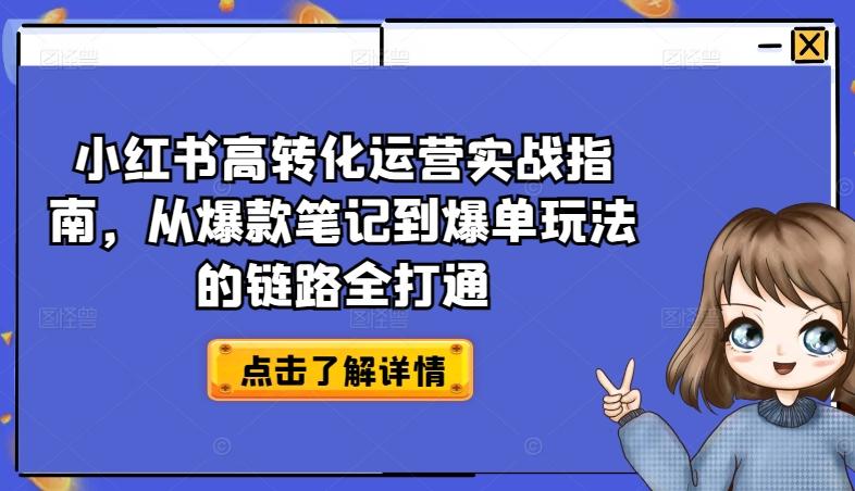小红书高转化运营实战指南，从爆款笔记到爆单玩法的链路全打通-铜臭网