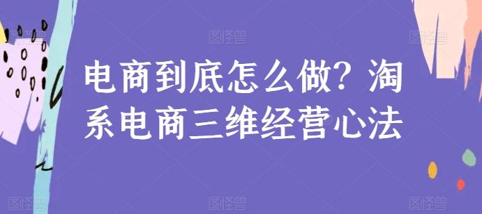 电商到底怎么做？淘系电商三维经营心法-铜臭网