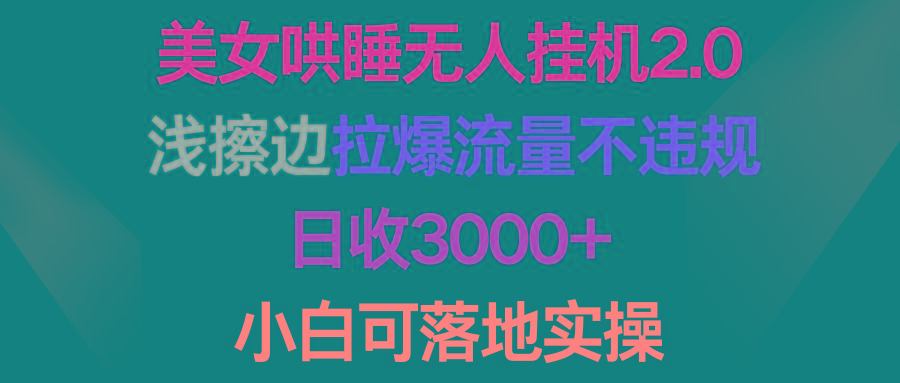(9905期)美女哄睡无人挂机2.0，浅擦边拉爆流量不违规，日收3000+，小白可落地实操-铜臭网