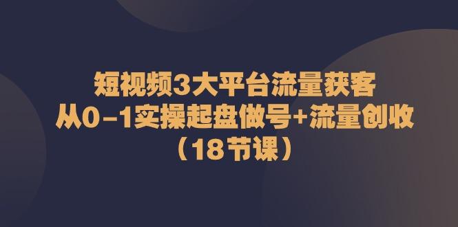 短视频3大平台流量获客：从0-1实操起盘做号+流量创收(18节课)-铜臭网