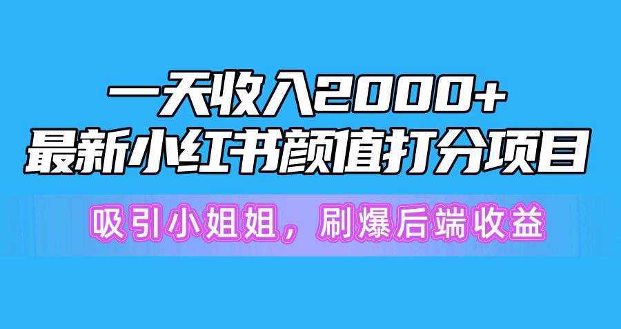 一天收入2000+，最新小红书颜值打分项目，吸引小姐姐，刷爆后端收益-铜臭网