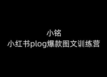 小铭-小红书plog爆款图文训练营，教你从0-1做小红书-铜臭网