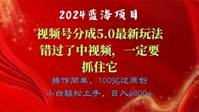 2024蓝海项目，视频号分成计划5.0最新玩法，错过了中视频，一定要抓住…-铜臭网