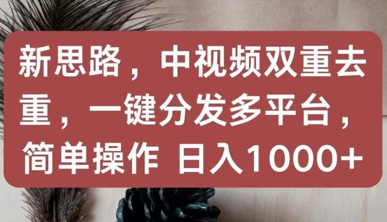 新思路，中视频双重去重，一键分发多平台，简单操作，日入1000+【揭秘】-铜臭网