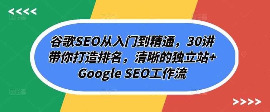 谷歌SEO从入门到精通，30讲带你打造排名，清晰的独立站+Google SEO工作流-铜臭网