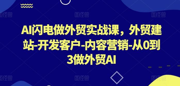AI闪电做外贸实战课，​外贸建站-开发客户-内容营销-从0到3做外贸AI-铜臭网