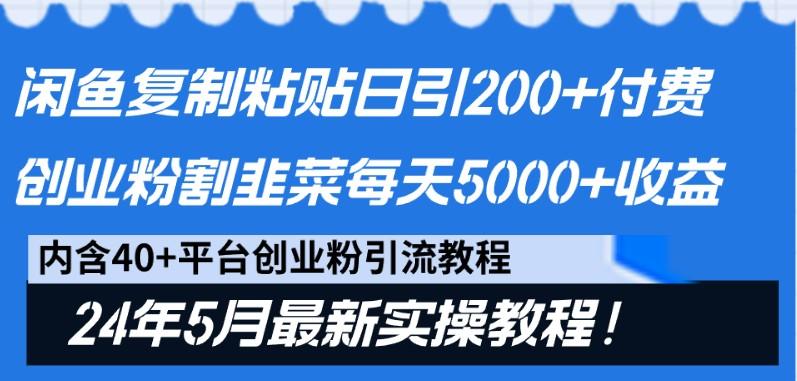 闲鱼复制粘贴日引200+付费创业粉，24年5月最新方法！割韭菜日稳定5000+收益-铜臭网