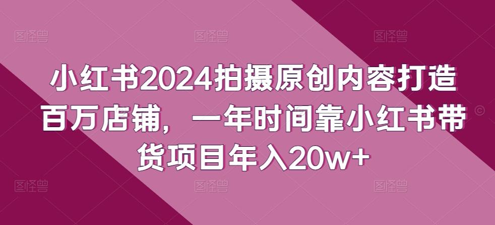 小红书2024拍摄原创内容打造百万店铺，一年时间靠小红书带货项目年入20w+-铜臭网