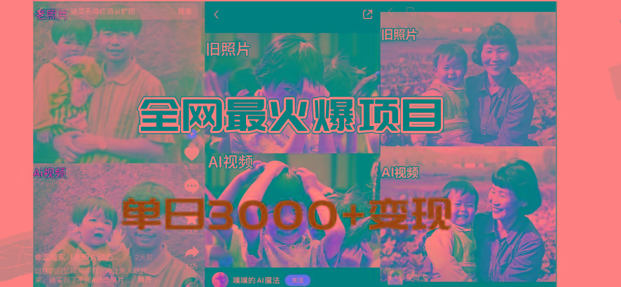 全网爆火的AI让老照片动起来教程，蹭热点日赚3000+，内含免费工具一键...-铜臭网