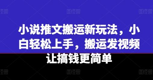 小说推文搬运新玩法，小白轻松上手，搬运发视频让搞钱更简单-铜臭网
