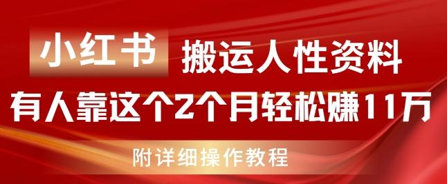 小红书搬运人性资料，有人靠这个2个月轻松赚11w，附教程【揭秘】-铜臭网