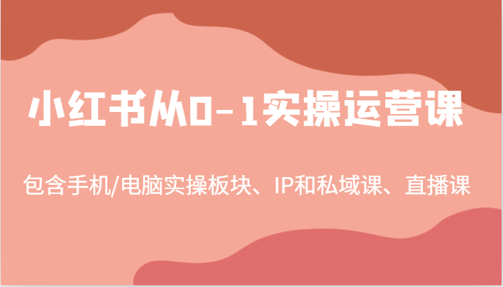 小红书从0-1实操运营课，包含手机/电脑实操板块、IP和私域课、直播课(97节)-铜臭网