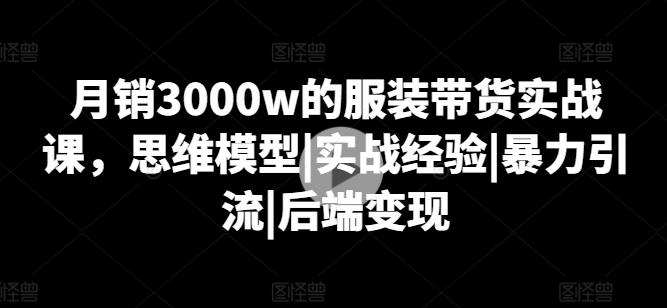 月销3000w的服装带货实战课，思维模型|实战经验|暴力引流|后端变现-铜臭网