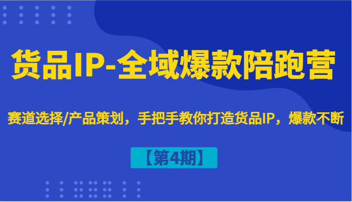 货品IP-全域爆款陪跑营【第4期】赛道选择/产品策划，手把手教你打造货品IP，爆款不断-铜臭网
