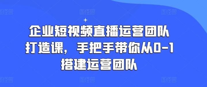 企业短视频直播运营团队打造课，手把手带你从0-1搭建运营团队-铜臭网
