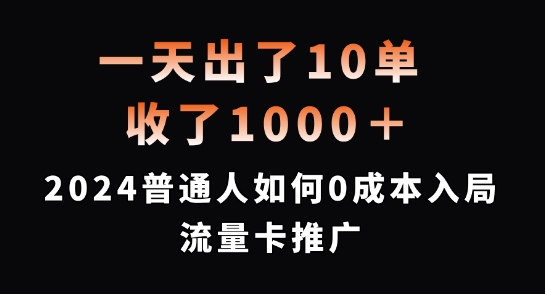 一天出了10单，收了1000+，2024普通人如何0成本入局流量卡推广【揭秘】-铜臭网
