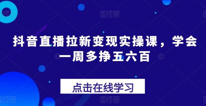 抖音直播拉新变现实操课,学会一周多挣五六百-铜臭网