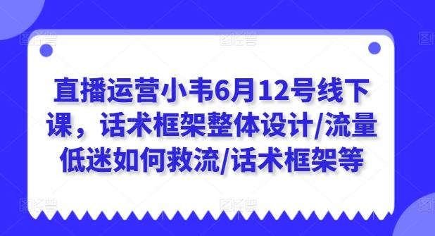 直播运营小韦6月12号线下课，话术框架整体设计/流量低迷如何救流/话术框架等-铜臭网