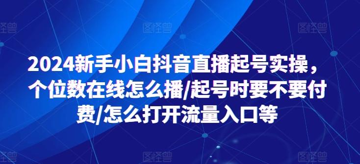 2024新手小白抖音直播起号实操,个位数在线怎么播/起号时要不要付费/怎么打开流量入口等-铜臭网