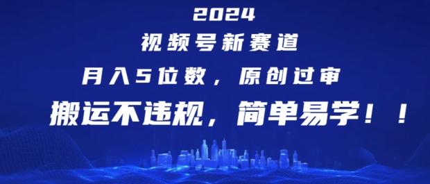 2024视频号新赛道，月入5位数+，原创过审，搬运不违规，简单易学【揭秘】-铜臭网
