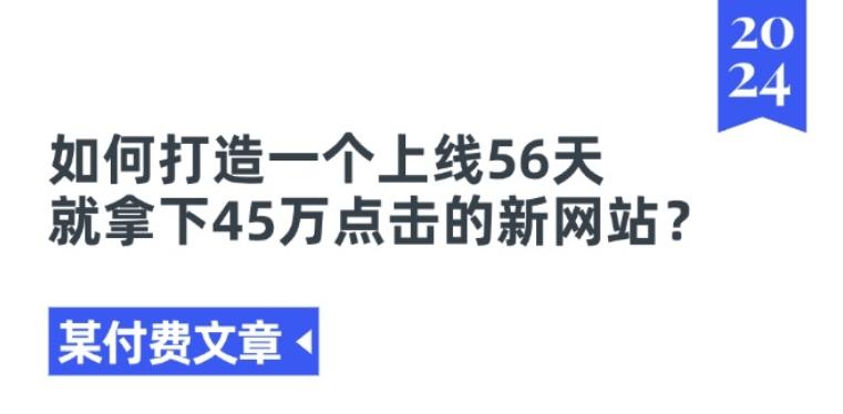 某付费文章《如何打造一个上线56天就拿下45万点击的新网站?》-铜臭网
