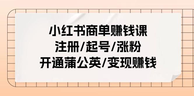 小红书商单赚钱课：注册/起号/涨粉/开通蒲公英/变现赚钱(25节课)-铜臭网