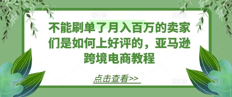 不能刷单了月入百万的卖家们是如何上好评的，亚马逊跨境电商教程-铜臭网