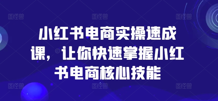 小红书电商实操速成课，让你快速掌握小红书电商核心技能-铜臭网