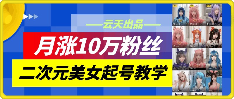 云天二次元美女起号教学，月涨10万粉丝，不判搬运-铜臭网