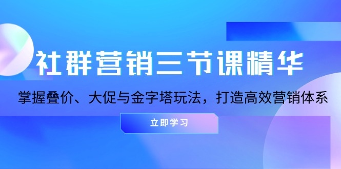 社群营销三节课精华:掌握叠价、大促与金字塔玩法,打造高效营销体系-铜臭网