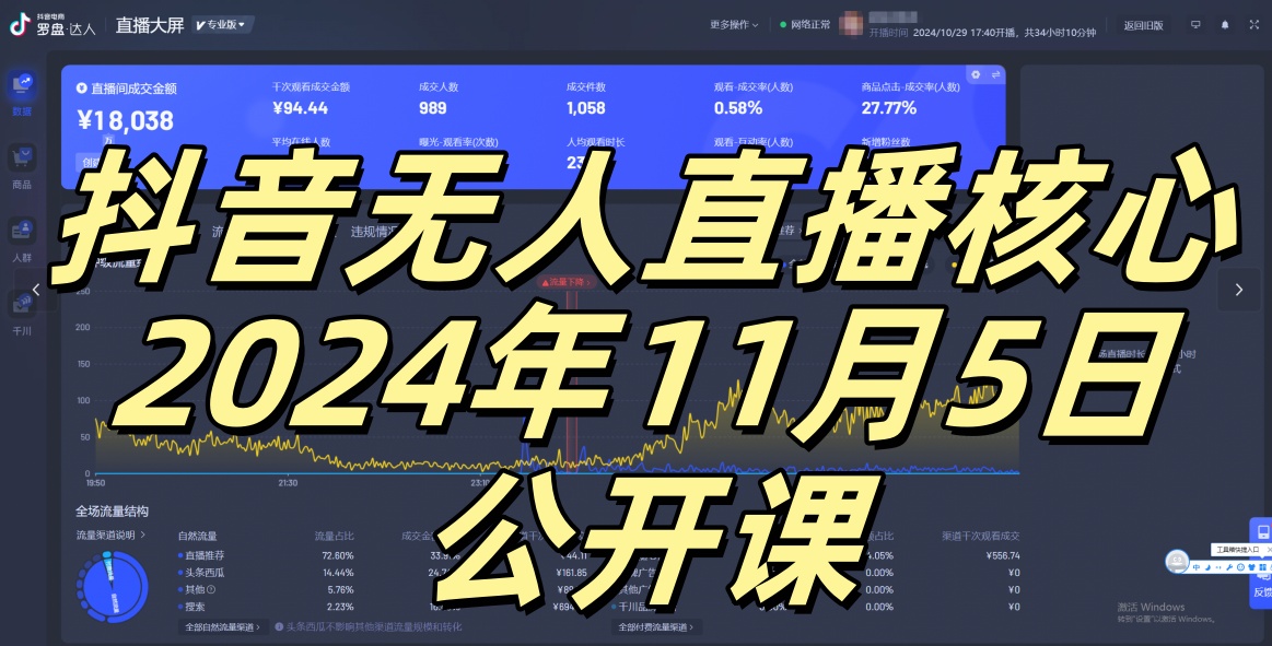 抖音无人直播核心公开课，咸鱼翻身小白可做带有睡后收入月入过万太简单【揭秘】-铜臭网