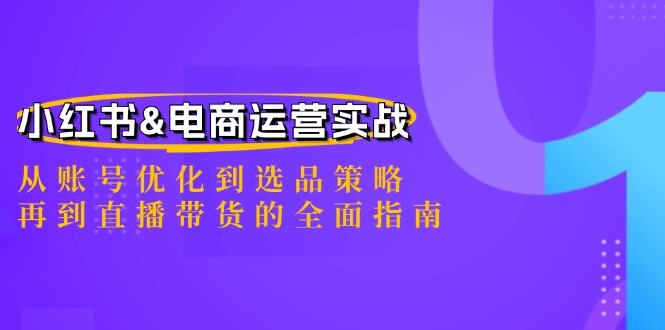小红书&电商运营实战：从账号优化到选品策略，再到直播带货的全面指南-铜臭网