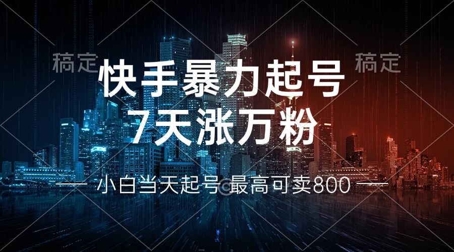 快手暴力起号，7天涨万粉，小白当天起号 多种变现方式，账号回收，单月…-铜臭网