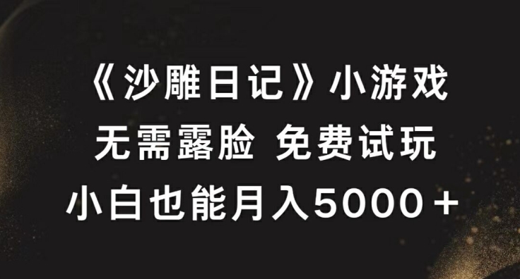 《沙雕日记》小游戏，无需露脸免费试玩，小白也能月入5000+【揭秘】-铜臭网