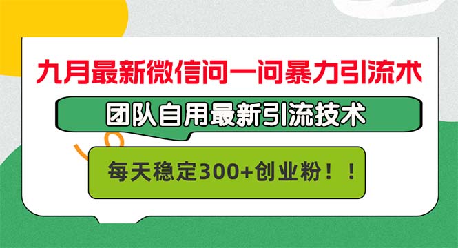 九月最新微信问一问暴力引流术，团队自用引流术，每天稳定300+创…-铜臭网
