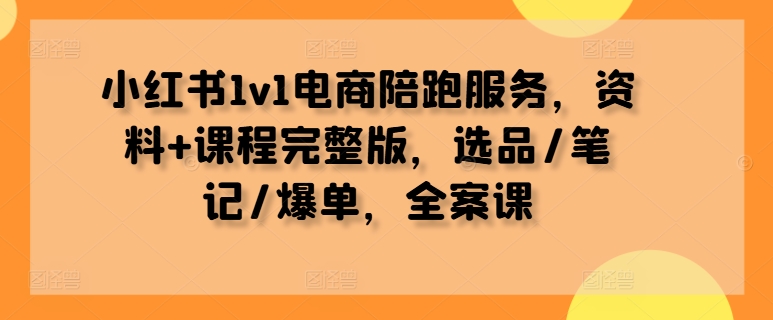 小红书1v1电商陪跑服务，资料+课程完整版，选品/笔记/爆单，全案课-铜臭网