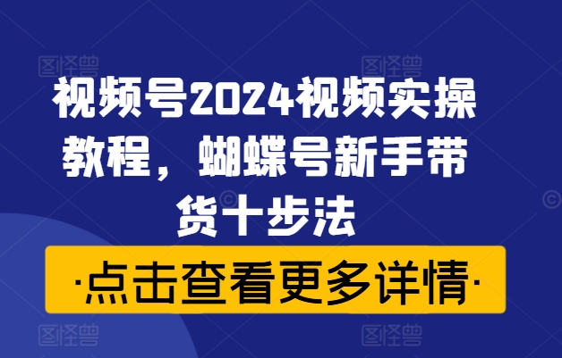 视频号2024视频实操教程，蝴蝶号新手带货十步法-铜臭网