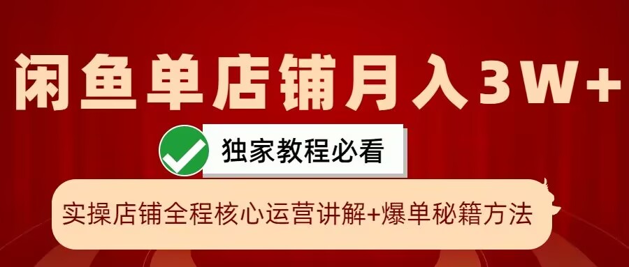 闲鱼单店铺月入3W+实操展示，爆单核心秘籍，一学就会【揭秘】-铜臭网