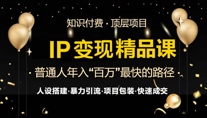 IP变现最新精品课程，知识付费全流程+最强引流术+小白避坑指南-铜臭网