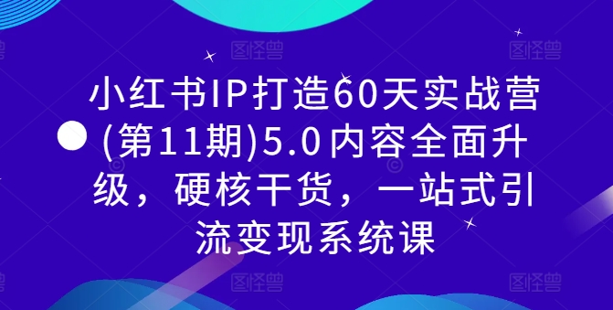 小红书IP打造60天实战营(第11期)5.0内容全面升级,硬核干货,一站式引流变现系统课-铜臭网