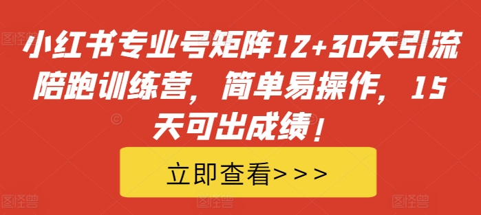 小红书专业号矩阵12+30天引流陪跑训练营，简单易操作，15天可出成绩!-铜臭网