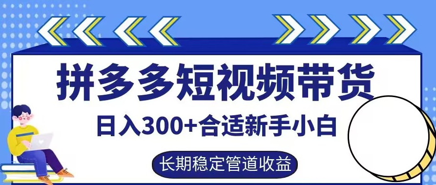 拼多多短视频带货日入300+有长期稳定被动收益，合适新手小白【揭秘】-铜臭网