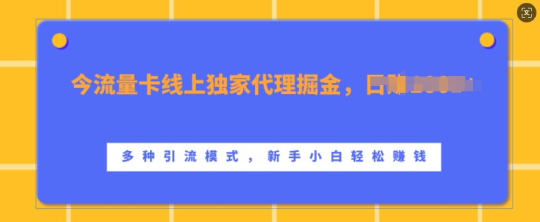 流量卡线上独家代理掘金，日入1k+ ，多种引流模式，新手小白轻松上手【揭秘】-铜臭网