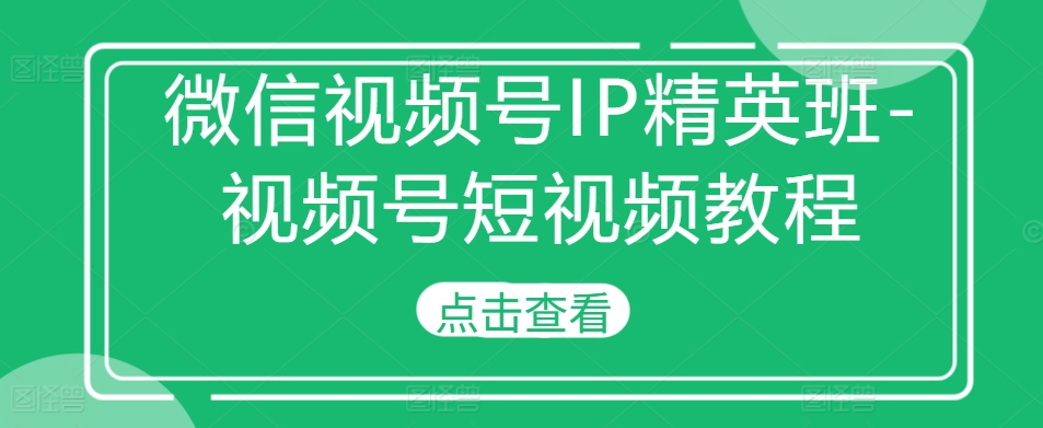 微信视频号IP精英班-视频号短视频教程-铜臭网