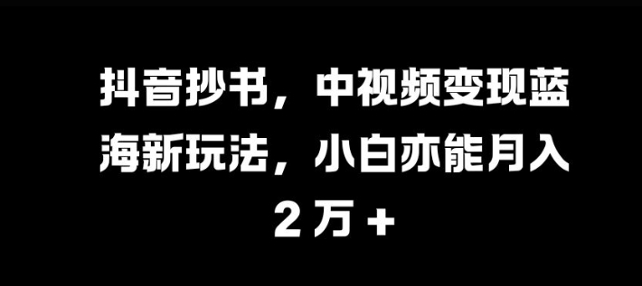 抖音抄书，中视频变现蓝海新玩法，小白亦能月入 过W【揭秘】-铜臭网